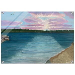 Sun Rays and Ocean Acrylic Wall Print of Soft Pastel Artwork | Imagical Marianne