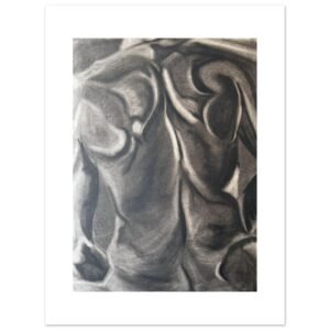 Shadow Form – Charcoal Nude Study - Aluminum Print | Modern Figurative Wall Art